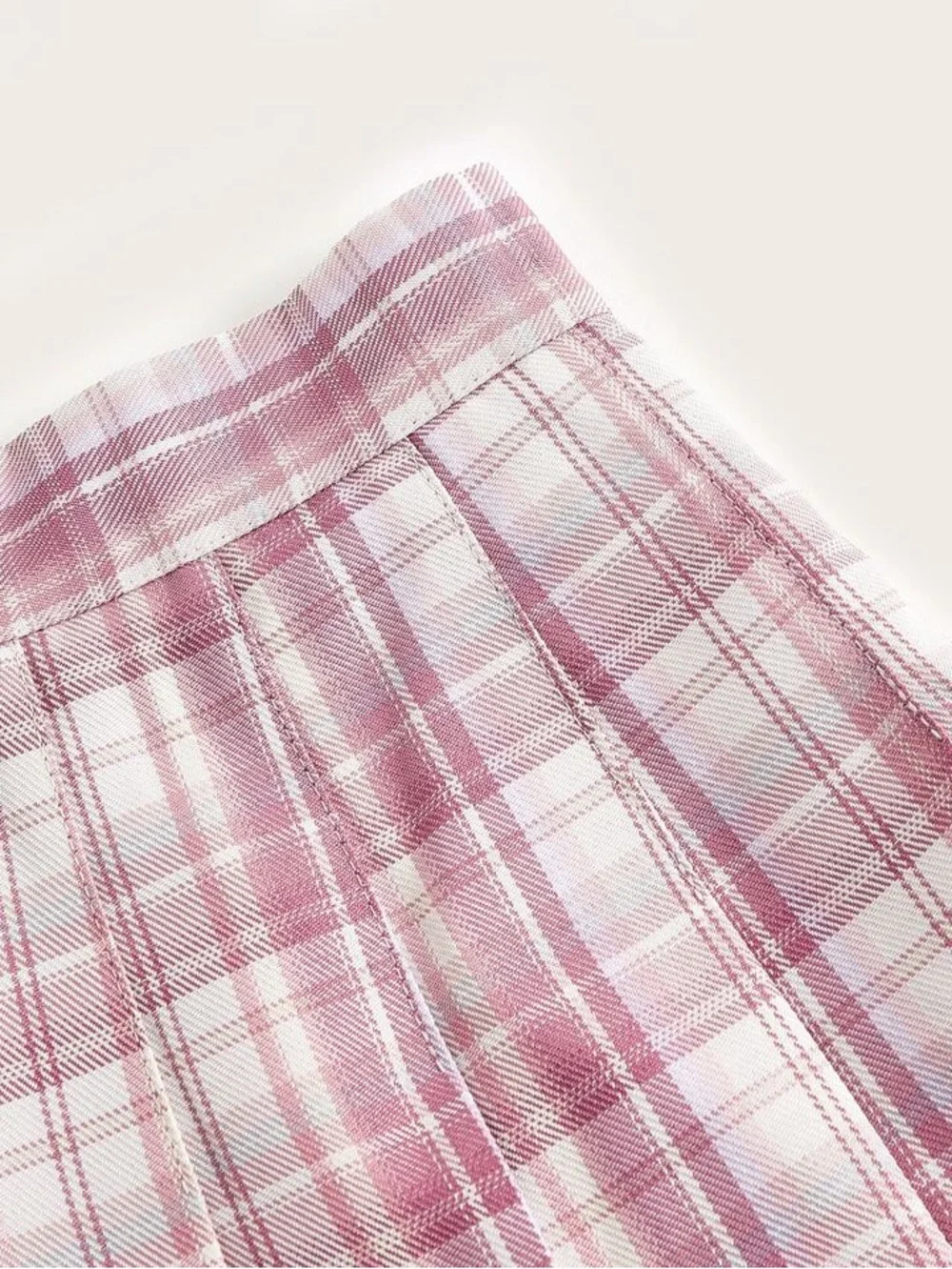 Pleated Pink Plaid Mini Skirt